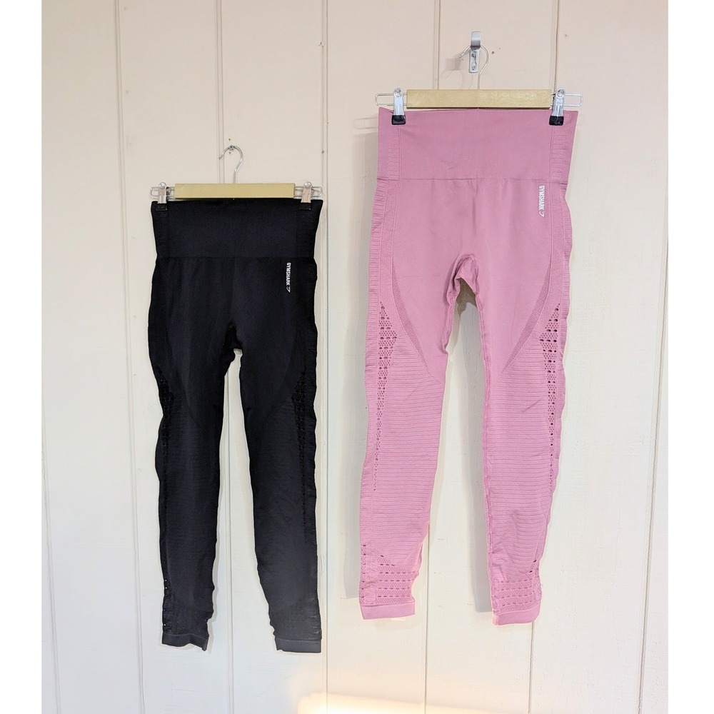 Gymshark Compression Seamless Leggings Bundle Black and Pink High Waisted S